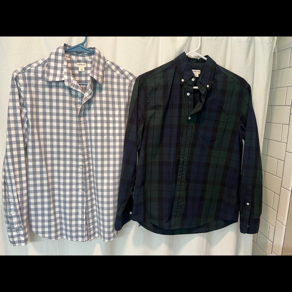 2 boys Crew Cuts button up dress shirts - size 14. Excellent condition.